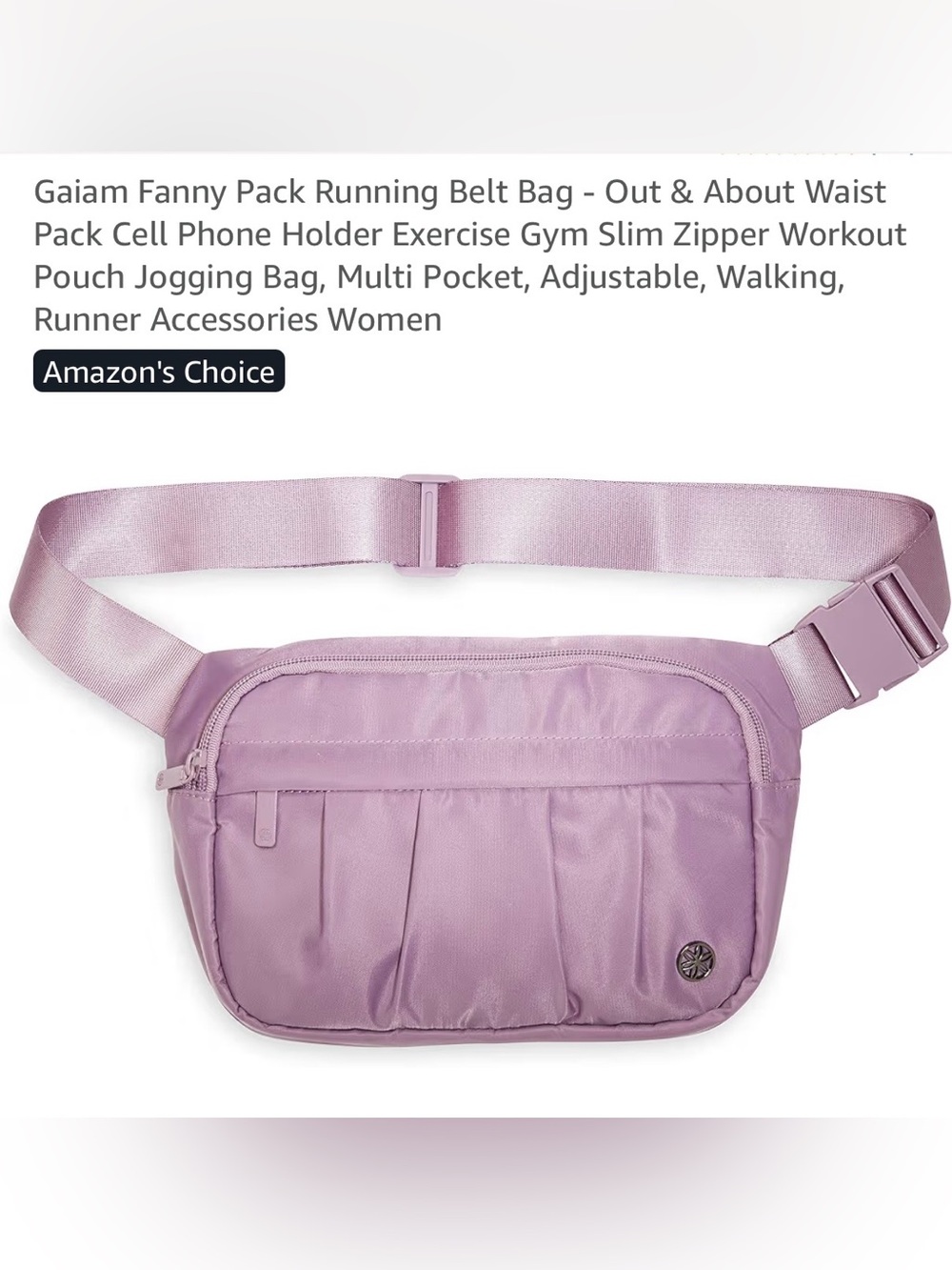 GAIAM Dark Lavender Sidekick Body/Waist Bag with Adjustable Strap